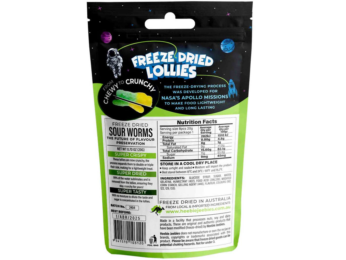 Freeze Dried Sour Worms Small 20g